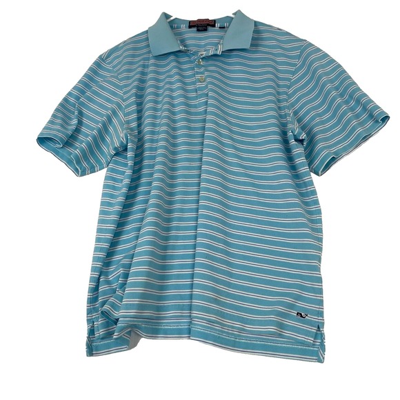 Vineyard Vines Men's‎ size XL Blue Polo Shirt, Classic White Stripes 100% Cotton - Picture 1 of 12